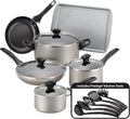 Farberware 21805 Dishwasher Safe Nonstick Cookware Pots and Pans Set, 15 Piece, Champagne
