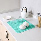 MicoYang Silicone Dish Drying Mat for Multiple Usage,Easy clean,Eco-friendly,Heat-resistant Silicone Mat for Kitchen Counter or Sink,Refrigerator or Drawer Liner Mint 2XL 24 inches x 18 inches