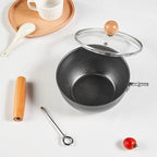 Small Wok Pan with Lid - 7-Inch (1.5QT) Mini Carbon Steel Wok, Flat Bottom Stir Fry Pan, Uncoated & Induction Ready, Ideal for Ramen, Soup, Eggs (1-2 Servings)