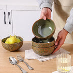 Sureasy 25 oz Ceramic Cereal Bowls Set of 4, 5.9 Inch Green Soup Bowls for Kitchen, Perfect for Soup, Pasta and Salad, Microwave & Dishwasher Safe