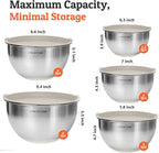 Priority Chef Premium Mixing Bowls With Lids Set, Airtight Lids, Thicker Stainless Steel, Non-Slip Base, 5 Nesting Steel Bowls for Kitchen, Large Prep Metal Bowl Set 1.5/2/3/4/5 Qt, Khaki