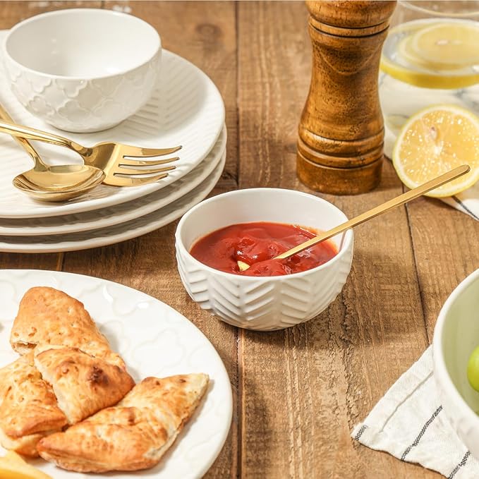 Sureasy 4 oz Mini Ceramic Dipping Bowls, 3.5 Inch Small Bowls for Sauces & Side Dishes, Microwave & Dishwasher Safe, Set of 4, White