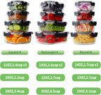 HOMBERKING 24pc Borosilicate Glass Food Storage Containers with Lids, Glass Meal Prep Containers with Leak Proof Snap Lock, Airtight Bento Lunch Boxes, Kitchen Storage (12 lids & 12 Containers)-Black