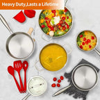 DELARLO Whole body Tri-Ply Stainless Steel Kitchen Cookware Set of 14 With Lid Heats quickly Cookware, Suitable for All Stove Kitchen, Pots and Pans sets