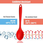 Boao 4 Pcs Silicone Spoons for Cooking 10.6 Inch Large Nonstick Serving Spoons Heat Resistant Slotted Spoon for Mixing & Stirring Kitchen Cooking Utensils, Dishwasher Safe(Red, Black)
