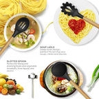 oannao Silicone Cooking Utensils Set - 446°F Heat Resistant Silicone Kitchen Utensils for Cooking,Kitchen Utensil Spatula Set w Wooden Handles, BPA FREE Gadgets for Non-Stick Cookware (Black)