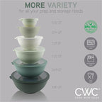 COOK WITH COLOR Mixing Bowls with TPR Lids - 12 Piece Plastic Nesting Bowls Set includes 6 Prep Bowls and 6 Lids - Microwave Safe (Sage)