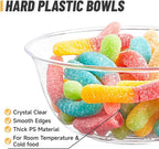 Qeirudu 10 oz Small Clear Plastic Bowls, 100 Pack Disposable Hard Plastic Party Serving Bowls for Salads, Ice Creams, Fruit, Desserts, Parfaits, Snacks