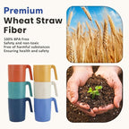 Homienly Wheat Straw Coffee Mugs, Alternative to Plastic Coffee Cups, Set of 6, Unbreakable Camping Coffee Mugs, 16 OZ Cups for Tea, Coffee, Milk, Dishwasher and Microwave Safe Kids Mug, Multi