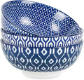 Selamica Ceramic Large Salad Bowls Set, 53 OZ Pho Bowls 8 Inch Soup Bowls for Kitchen, Large Serving Bowls for Ramen Pasta Fruit Dinner, Stackable & Sturdy, Set of 3, Vintage Blue