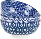 Selamica Ceramic Large Salad Bowls Set, 53 OZ Pho Bowls 8 Inch Soup Bowls for Kitchen, Large Serving Bowls for Ramen Pasta Fruit Dinner, Stackable & Sturdy, Set of 3, Vintage Blue