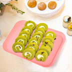 4 Pack Pink Plastic Serving Trays for Party Serving Food - Rectangular, 8.66 by 12 in, Heavy Duty Dessert Trays for Food Erving Platters for Party Tray Decor Veggie,Snack