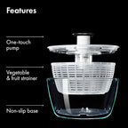 OXO Good Grips Glass Salad Spinner - Large 6.22-Qt Lettuce & Fruit Washer, Borosilicate Glass Bowl, BPA-Free, Easy Pump
