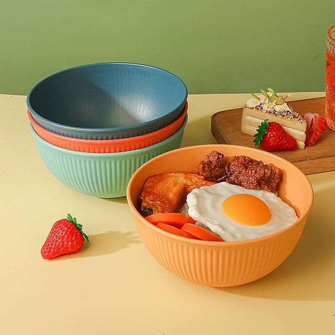 Unbreakable Wheat Straw Cereal Bowls Set of 6, 24 OZ Microwave and Dishwasher Safe Lightweight Soup and Salad Bowl Sets, Reusable Dessert Bowls for Rice, Pasta, Snack, Fruit, BPA Free (6 Colors)