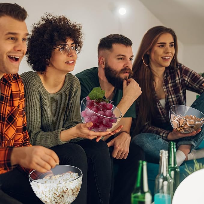 Hoolerry 12 Pcs Serving Bowls Kit Include Clear Plastic Bowls for Parties and Popcorn Measuring Scoops Acrylic Plastic Kitchen Angled Candy Scoops for Office Canister Salad Cooking (45 oz)