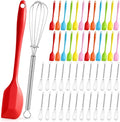 Baderke 24 Set Small Wire Whisk and Silicone Spatula Set Bulk for Cooking 7 Inch Mini Whisks Spatula Non Stick Flexible Kitchen Baking Tool Cookware for Cooking Party Favors Gift Supplies