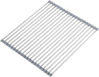 Hhyn Roll Up Dish Drying Rack Over The Sink 17.7"(L) x 15.6"(W), Multipurpose Foldable Stainless Steel Kitchen Rollable Drainer Rack, Gray