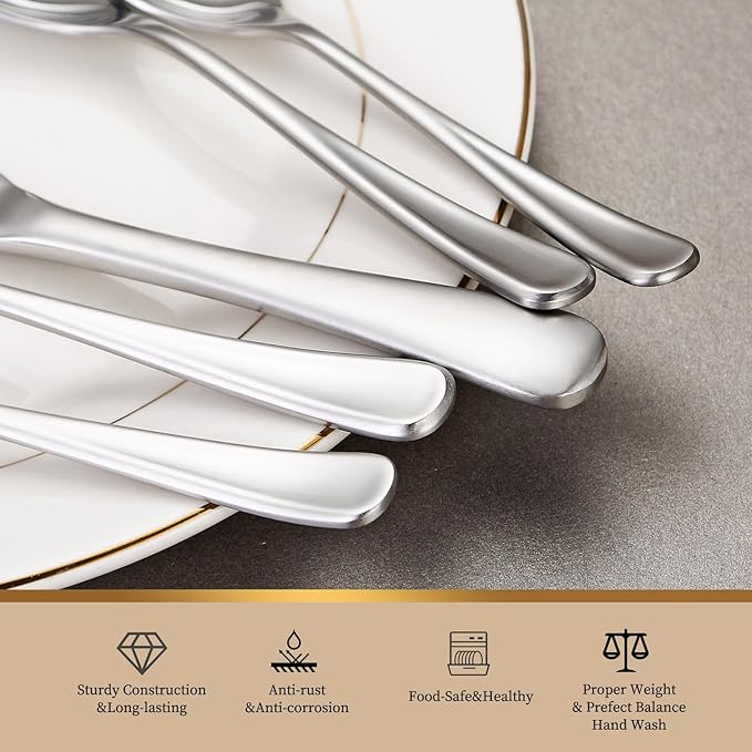 20-Piece Silverware Set for 4, Cutlery Set Premium 18/0 Stainless Steel Flatware Set, Heavy-Duty Durable Construction, Mirror-Polished Finish, Dishwasher Safe