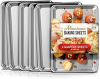 Eatex Aluminum Baking Sheet Set - 6 Pack Quarter Sheet Pans