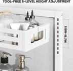 2 Pack Under Sink Organizer,Pull Out Cabinet Organizer With Smooth Cylindrical Rail,Metal Slide Out Drawer for Kitchen Bathroom Laundry Cabinet,8-Level Tool Free Height Adjustable-White