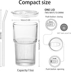 Luiaiog 18.5oz Glass Cups with Lids and Straws - Set of 4 Reusable Tumblers, Thickened Shatter-Resistant Glass, Ideal for Iced Coffee, Smoothies, Cocktails, Juices - Elegant & Durable Drinkware