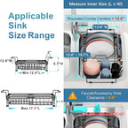 iSPECLE Expandable Dish Drying Rack with Silicone Sink Protector for Kitchen Sink - Heavy Duty Adjustable Over The Sink Dish Drainer, Rust Resistant, Fit for Modern Single & Double Sinks, Black