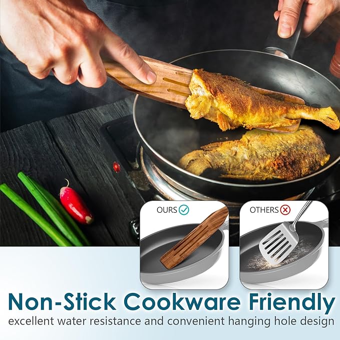 Wooden Spatula Spurtle Set for Cooking, Acacia Wood Kitchen Utensils, Premium Handmade Spurtles for Nonstick Cookware, Heat Resistant, Smooth Finish, Comfortable Grip, 8 Piece