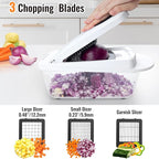 12 Blade All-in-1 Vegetable Chopper Mandoline Slicer with Container, Spiralizer with Containers, Food Chopper, Onion Chopper, Veggie Cutter for Salad, Kitchen Gadgets Accessories Essentials, White