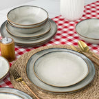 AmorArc Ceramic Dinnerware Sets,Handmade Reactive Glaze Stoneware Plates and Bowls Sets,Highly Scratch Resistant | Dishwasher & Microwave Safe Dishes Set,Service for 4 (12pc)