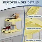 VERIFOST 2 Pack Under Sink Organizers and Storage, Height Adjustable Bathroom Cabinet Organizer, 2 Tier Under Sink Organizer with Hooks, Under Cabinet Organizer for Kitchen Bathroom (Yellow