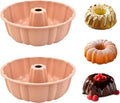 2 Pack Silicone Cake Pan Nonstick,10 Inch, Silicone Cake Molds,Pound Cake Pan, Baking Cake Pan for Jello,Gelatin,Cake,Brownie and Bread（Pink+Pink）