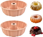 2 Pack Silicone Cake Pan Nonstick,10 Inch, Silicone Cake Molds,Pound Cake Pan, Baking Cake Pan for Jello,Gelatin,Cake,Brownie and Bread（Pink+Pink）