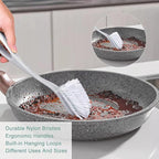 Dish & Bottle Brush Set, 4-Piece Kitchen Cleaning Brushes, Gray, Plastic Handles, Medium Bristles (Nylon or Polyester)