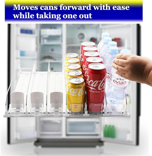 AMLLLC Soda Can Dispenser for Refrigerator,Automatic Pusher Glide Refrigerator Organizer and Adjustable Width - Storage 30 Cans