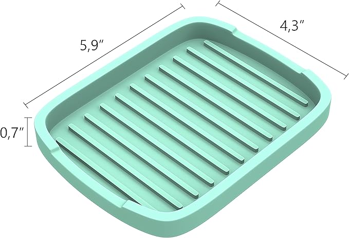 ZAPPOWARE Silicone Sponge Holder -soap Tray - 5.9" X 4.33" Set -2pcs (Light Green)