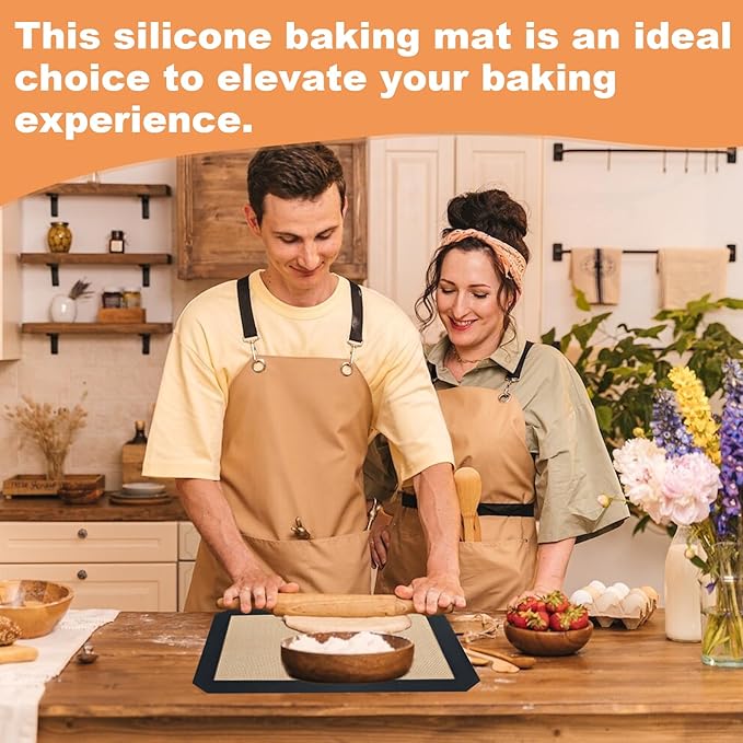 Silicone Baking Mat,Silicone Mat,2 Pack Reusable Non-Stick Baking Mat,Food Safe Silicone Mats for Baking, Oven Baking Sheet for Making Cookies, Macaroons, Bread,(11.8"L x 8.3"W)