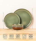 TheTerra Ceramic Dinnerware Sets for 8, 24 Pieces Handmade Reactive Glaze Plates and Bowls Set, Scratch Resistant Dish Set, Oven & Microwave & Dishwasher Safe, Sage Umber
