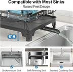 GSlife 2 Tier Dish Drying Rack with Drainboard, Expandable Large Dish Drainer for Kitchen Counter, Rust Resistant Dish Drainer with Cup Holder & Utensil Holder, 12.6" W x 18.7"-25.2" L, Black