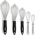 Anaeat Stainless Steel Kitchen Whisk Set of 5, Milk and Egg Beater Blender with Thick Wire for Whisking, Cooking, Baking, Beating and Stirring - 5"+7" Mini Whisk and 9''+11''+12'' Balloon Whisks