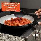 IMUSA 12" Premier Ceramic Nonstick Fry Pan with Cool Touch Handle, Matte Black