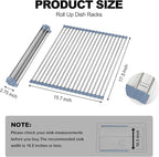 NEZUIBAN Dish Drying Rack with Roll Up and Over Sink for Kitchen,17.5"x11.8",Gray