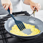 GreenPan Silicone Ultimate Fork, Mixing Stirring Serving, Cooking Kitchen Utensil, Flexible Rubber Nonstick Cookware, Rigid Steel Core, Heat-Resistant, Anti-Slip Handle, BPA-Free Dishwasher Safe, Blue
