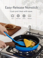 CAROTE 20Pcs Titanium Cookware Set, Pots and Pans Set Non Stick, Kitchen Cooking Set with Detachable Handle, Non Toxic Induction Cookware - Camping Cookware, Dishwasher/Oven Safe, Blue