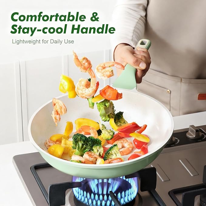 SENSARTE Nonstick Ceramic Frying Pan 11-Inch, Healthy Non Toxic Skillet, Induction Compatible Omelet Pan with Heat Resistant Handle, PFAS-Free, Mint Green