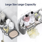 NESOMI Shower Caddy Adhesive Shower Organizer 7-Pack, Rustproof Stainless Steel Bathroom Shelves, Large Capacity No-Drill Rack Storage Accessories with Soap Dish Toothbrush Holder Hooks