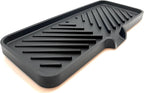 Happitasa Silicone Soap Dish Tray and Sponge Holder with Drain Chute and Feet | 3-Way Sloped Design | Bathroom and Kitchen Sink Organizer Caddy (Black, 10"x4", 7.8 Ounces)