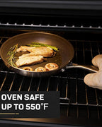8" Hybrid Nonstick Frying Pan, Stainless Steel Ceramic Nonstick Skillet for Eggs & Omelets, Small Egg Pan, Stay-Cool Handle, Induction Compatible, Oven Safe