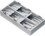 SpaceAid Bamboo Silverware Drawer Organizer with Labels, Kitchen Utensil Tray Holder Organizer for Flatware, Cutlery, Spoon and Knives Drawer Storage Organization (Gray, 6 Slots)