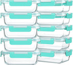 M MCIRCO 10-Pack 22 Oz Glass Meal Prep Containers with Lids - Microwave, Oven, Freezer & Dishwasher Safe - Green