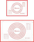 Silicone Baking Mats Set of 2,Large 24" x 16" Small 16" x 12" Non Stick Non Skid Pastry-Mat with Measurements (Red)